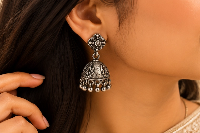 Silver Jhumka 02 - Silver jewellery